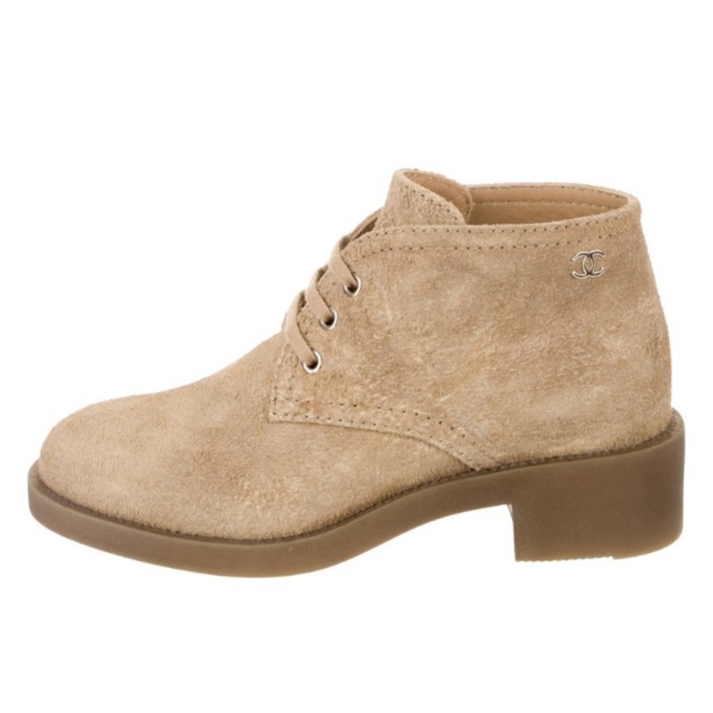 Chanel tumbled suede desert boots